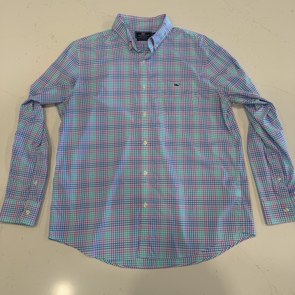 Vineyard Vines Men’s Patterned Slim Fit Tucker Shirt - Large